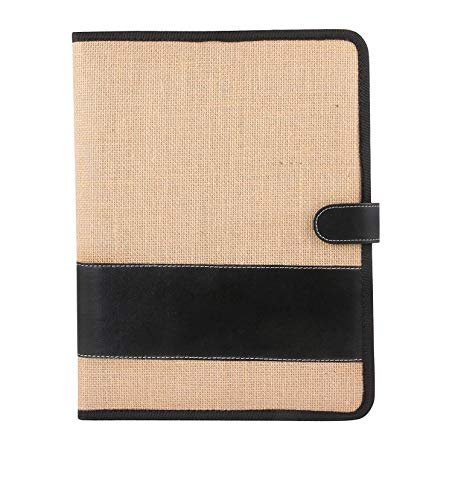 A4 Black Border Magnetic Clip File Folder for Certificates, Document Holder, Jute