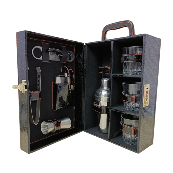 3 Glass Wine Box with Accessories – Premium Bar Set for Travel & Storage | Custom Wine Gift Box Manufacturer & Wholesale Supplier