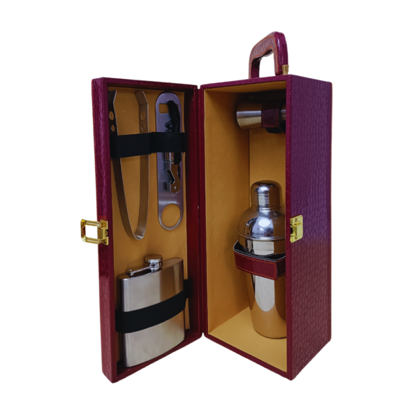 Premium Single Bottle Wine Box Bar Set – Luxury Travel & Gift Kit with Accessories | Custom Wine Gift Box Manufacturer & Wholesale Supplier