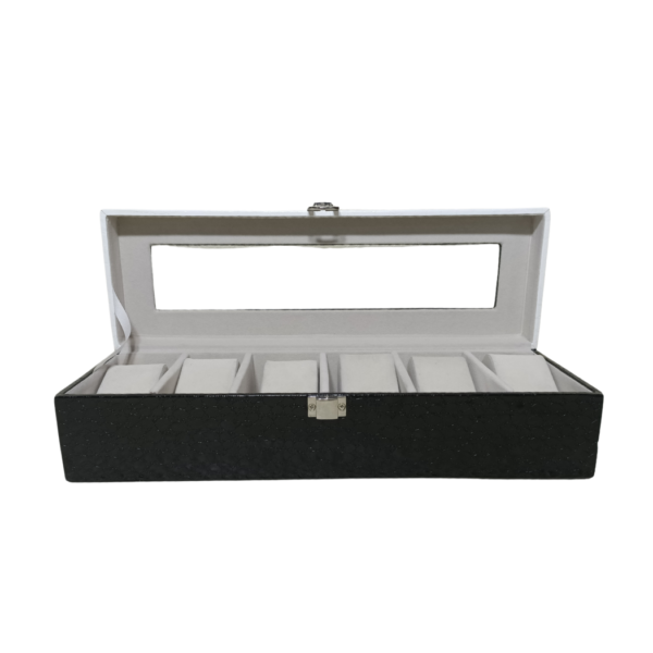 Luxury Croco Watch Box – White & Black 6 Slot Organizer | Manufacturer & Wholesale - Image 2