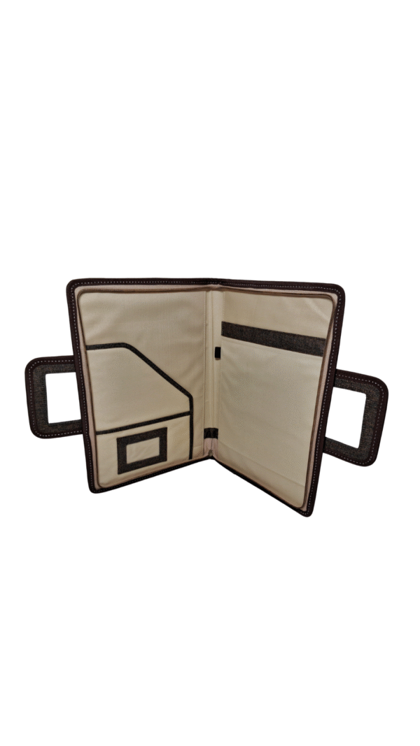 AJ709 Men & Women Trendy White Jute Card Holder & Document Sleeve Bag – Eco-Friendly Organizer for Office, Travel & Seminars - Image 2