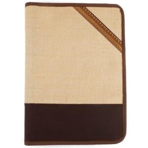 AJ705 Brown Jute File Folder – A4 Professional Zipper Organizer