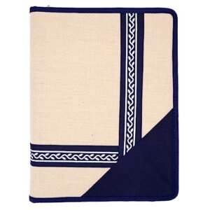 AJ703 Jute File Folder – Beige-Blue | Professional Zipper Mechanism Certificate Organizer