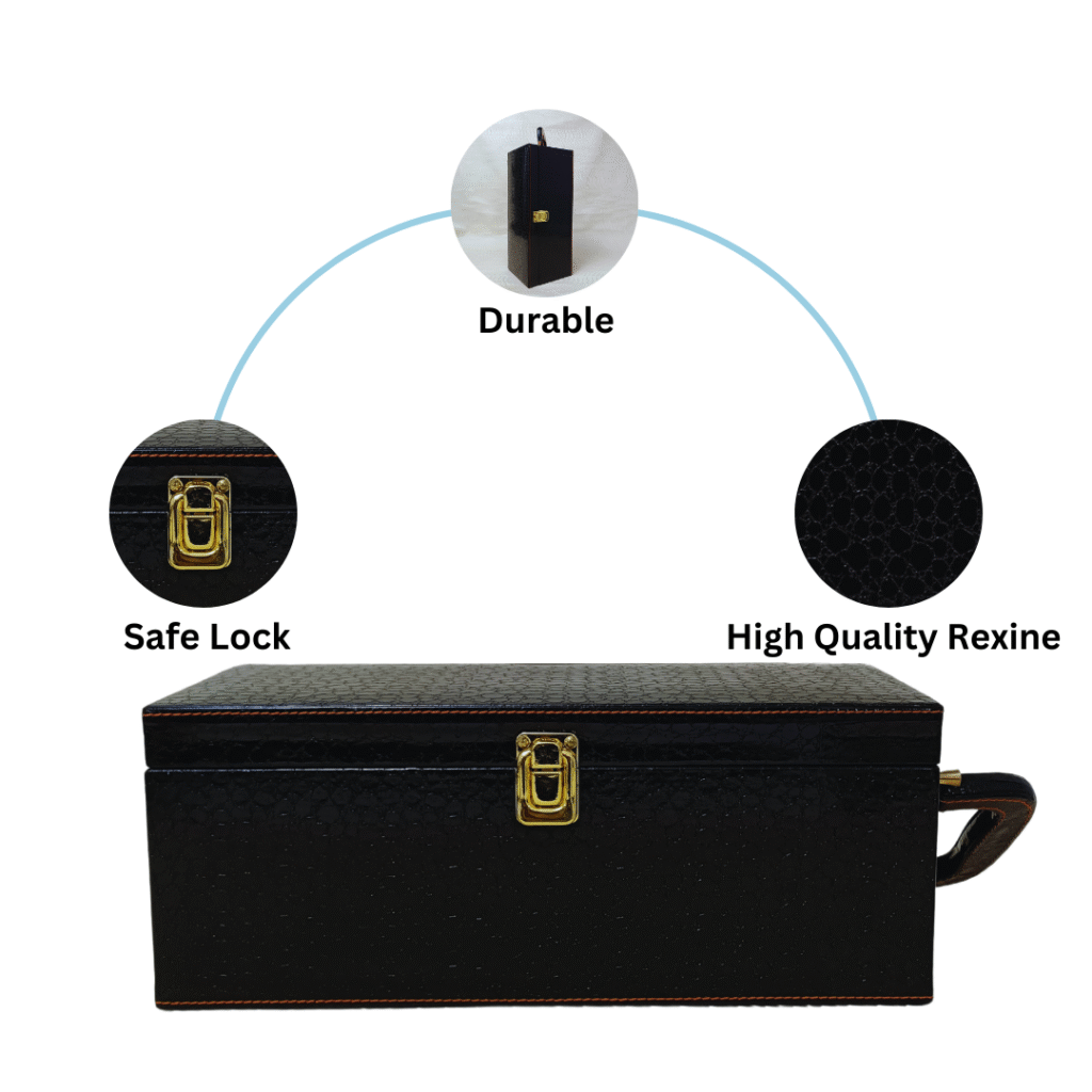 Wine Box Manufacturer 6 Black Single Bottle Wine Box 5