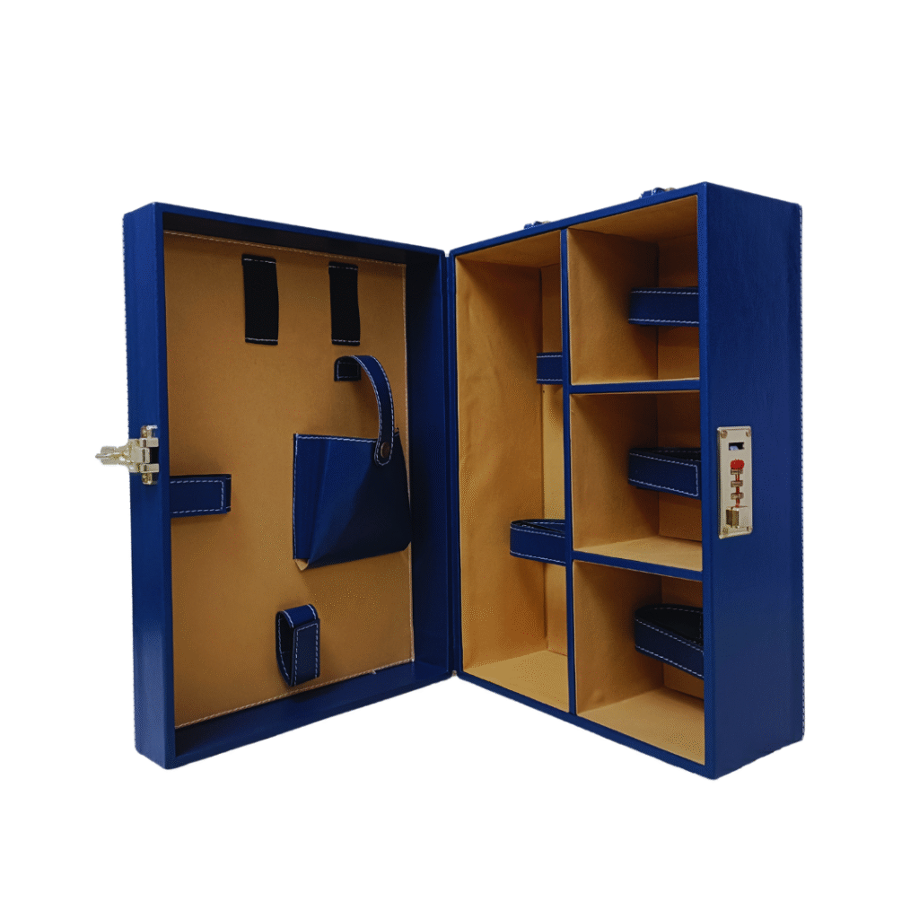 Wine Box Manufacturer 97 Navy Blue 3 Glass Wine Box 3