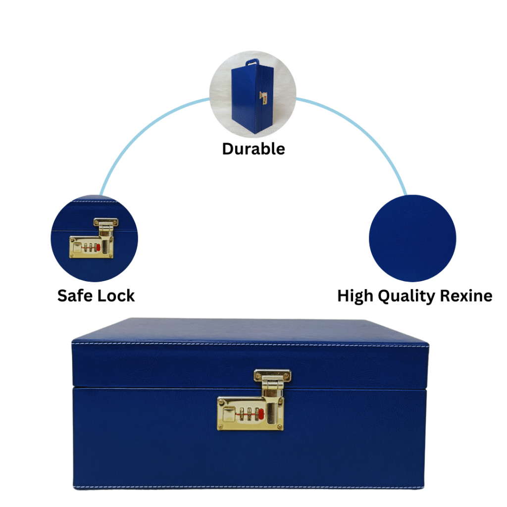 Wine Box Manufacturer 99 Navy Blue 3 Glass Wine Box 5