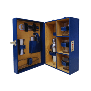 AJ416 Navy Blue 3 Glass Wine Box Manufacturer & Wholesale