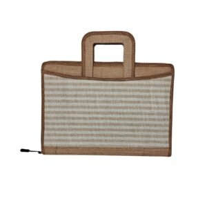 AJ710 Natural Jute Zip Pouch Bag – 14"x10" Unisex Promotional Organizer for Events, Gifting & Branding