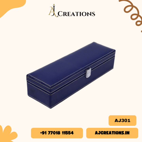 AJ301 Blue Check Watch Box – 6 Slot Premium Organizer for Men & Women | Leatherette Finish - Image 5